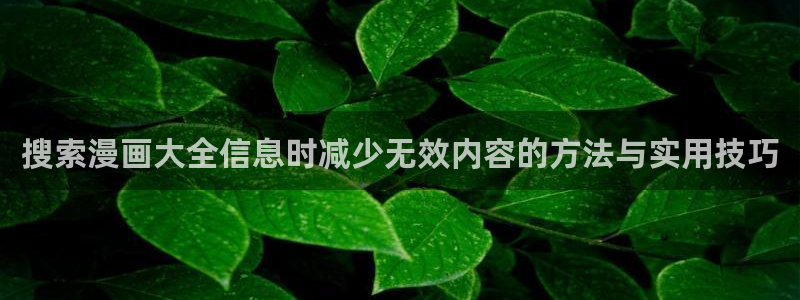 免费漫画穿越漫画：搜索漫画大全信息时减少无效内容的方法与实用技巧