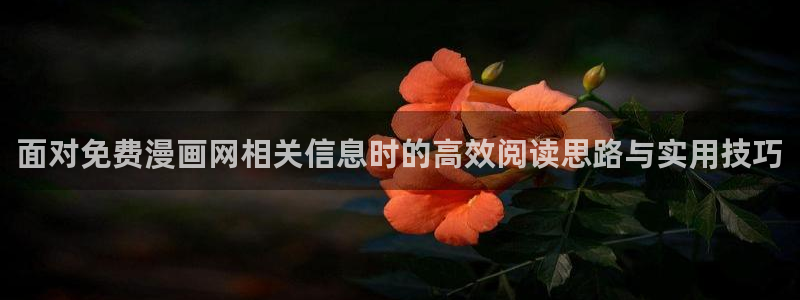 免费看漫画在线:面对免费漫画网相关信息时的高效阅读思路与实用技巧