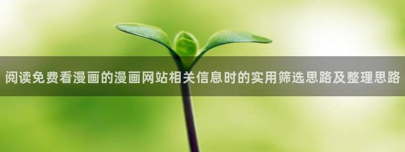 免费漫画网页大全:阅读免费看漫画的漫画网站相关信息时的实用筛选思路及整理思路